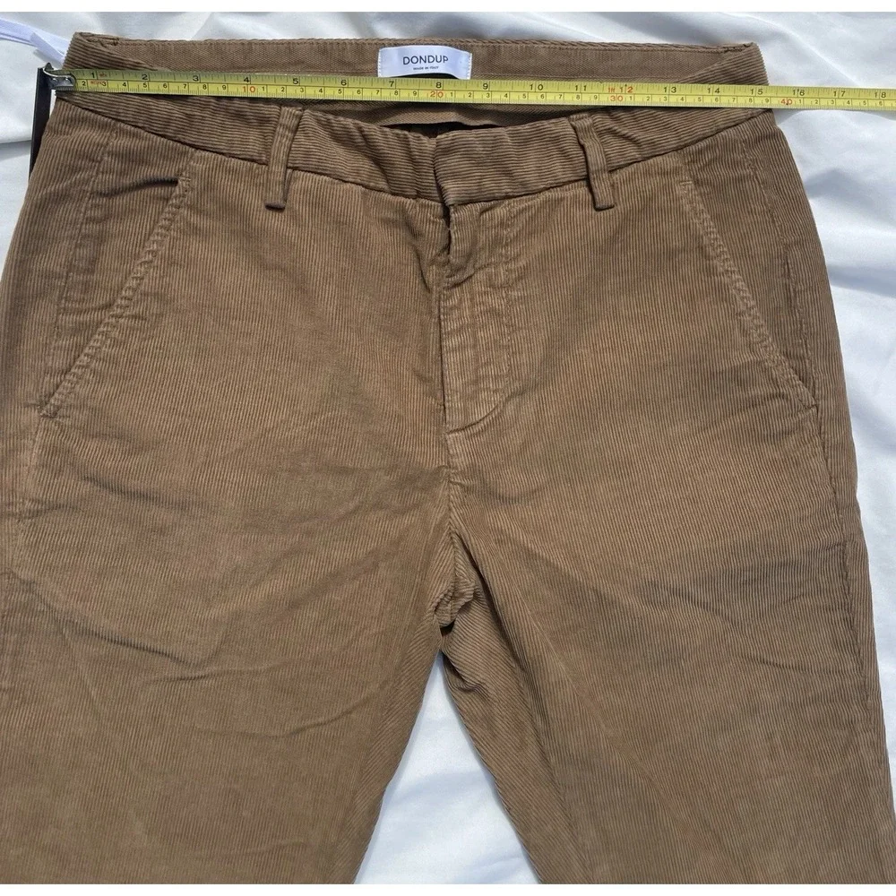 Dondup Gaubert Corduroy Pants Mocha Brown Made in Italy Slim Fit Mens Size 30